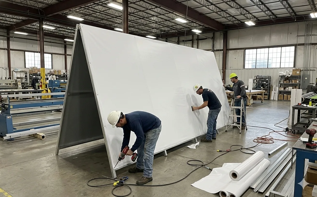A-frame sign being prepared in the Signs In The Meadows shop